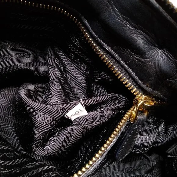 Authentic Prada Hand Bag Nappa Gaufre 2way Black Leather mn720-121725 - Picture 11 of 16